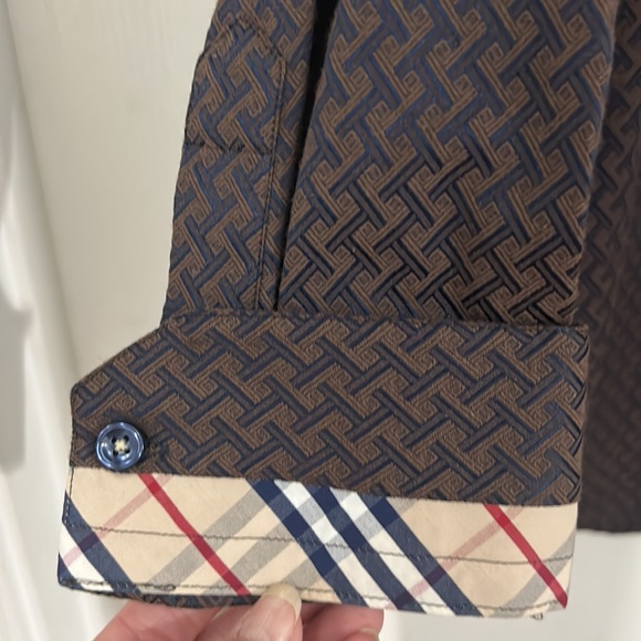 One Monarchy Mens stylish professional button up shirt Sz L NWT Brown Cuffed - Picture 5 of 10